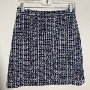 Ann Taylor Factory Size 0 Navy Blue Multicolored Tweet A-Line Skirt Lined